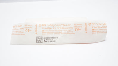 BD 305937 SafetyGlide U-100 Insulin Syringe 3/10ml 31G x 5/16TW